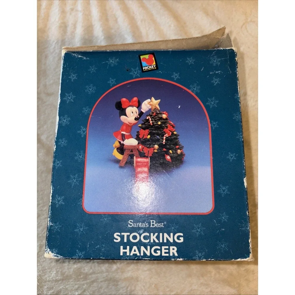 VTG Mickey Unlimited Santa's Best Stocking Hanger Minnie Mouse Christmas Tree